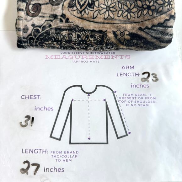 Chico's Womens Pullover Top Blouse Size XL Rhinestone Paisley Made In USA - Picture 7 of 7